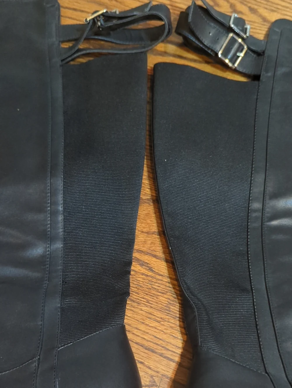 Torrid Black Over The Knee Boots  Adjustable double Buckles Sz 6.5W